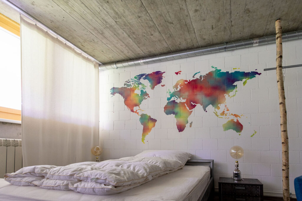 Schlafzimmer Weltkarte
